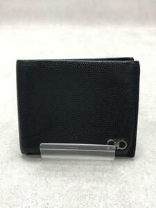 Salvatore Ferragamo◆2つ折り財布/レザー/BLK/メンズ//