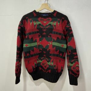 ☆送料無料☆90s☆Ralph Lauren☆ネイティブ柄☆ウールセーター☆ハンドニット