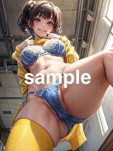 428 AI Girlsオリジナル美少女 コスプレアート A4ポスター イラスト 高画質 光沢紙 セクシー セーラー服 下着姿 パンティ ブラジャー