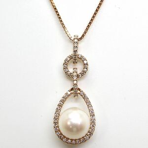 ◆K18 天然ダイヤモンド/アコヤ本真珠ネックレス◆M 約4.7g 約50.5cm パール pearl diamond necklace jewelry ジュエリー EC2/EC2