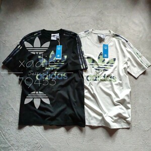 新品 正規品 adidas originals アディダス オリジナルス 2枚セット 半袖 Tシャツ プリント 黒 ブラック グリーン グレー系 迷彩 L