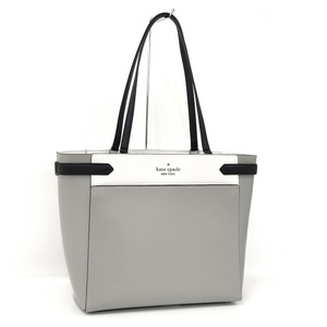 【中古】KATE SPADE トートバッグ レザー グレー