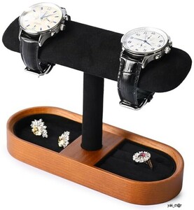 腕時計 スタンド ブラック ウォッチスタンド 木製 2～4本用 収納 ディスプレイ 撮影用 高級 おしゃれ 時計置き台　美しい木目