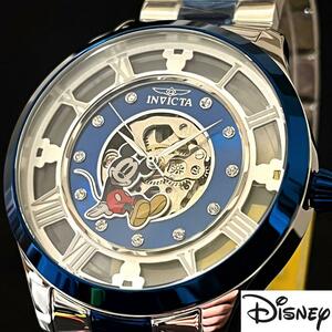 【Disney】ディズニー/INVICTA/新品未使用/ミッキーマウス/メンズ腕時計/希少/プレゼントに/男性用/激レア/シルバー.ブルー.青色/ウオッチ