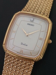 14369　SEIKO セイコー DOLCE ドルチェ 5E31-5A90 1Pダイヤ アイボリー文字盤 メンズ クオーツ 腕時計 USED品