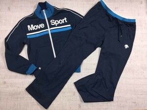 デサント DESCENTE ムーブスポーツ MOVESPORT 配色切替 ダブルジップ ジャージ トラックスーツ 上下セットアップ レディース S/L 紺