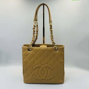 CHANEL PSTトート キャビアスキン マトラッセ ベージュ 8番台 シャネル トートバッグ