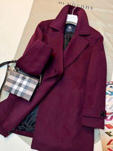 J39【神秘のカシミヤを纏う】参考価格16万●超美品BURBERRY LONDON●美シルエット●カシミヤチェスターコート バーバリーコート レディース