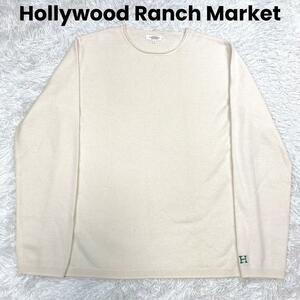ハリウッドランチマーケット カシミア混 ウール クルーネック ニット セーター[4] クリーム メンズ 大きいサイズ