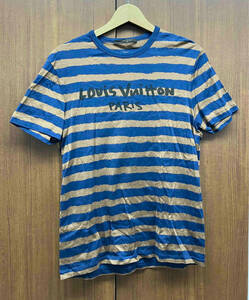 LOUIS VUITTON ルイヴィトン ボーダー Tシャツ 半袖 ブルー×ブラウン サイズS コットン レディース ファッション