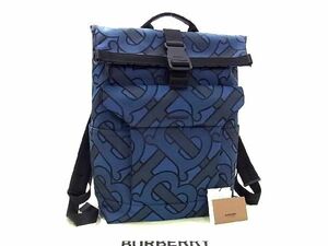 1円 ■新品■未使用■ BURBERRY バーバリー ナイロン 総柄 リュックサック バックパック デイパック メンズ ブルー系 AU3179