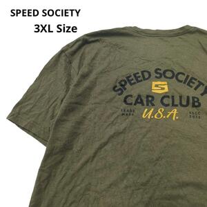 SPEED SOCIETY 半袖Tシャツ両面ロゴプリントカーキメンズ3XL　a2