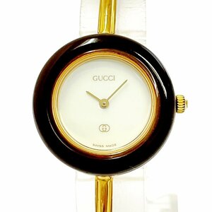 【1円スタート】GUCCI グッチ 1100-L チェンジベゼル GP ホワイト文字盤 クオーツ レディース腕時計 ジャンク 266619