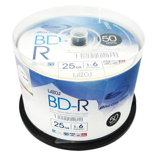 送料無料 BD-R ブルーレイ 録画用 ビデオ用 50枚組 CPRM対応 25GB 6倍速 Lazos L-B50P/2679ｘ１個
