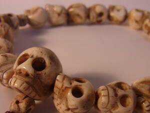 ★戦前の古いスカルの数珠 手彫り彫刻 仏教美術 時代物 アンティーク 骸骨