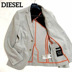 極美品 *Lサイズ●ディーゼル DIESEL ポロシャツデザイン 鹿の子 テーラードジャケット グレー 48 テーラードジャケット 切りっぱなし加工