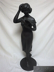 ◆Paolo Guci 大型ブロンズ像 手のひらに鳥をのせる女性像 高さ約82cm◆