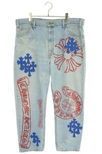 クロムハーツ Chrome Hearts リーバイス STENCIL DENIM/ステンシル サイズ:38 ペイントデザインクロスパッチ付きデニムパンツ 中古 SS13