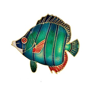 魚のブローチ グリーン おしゃれ かわいい ユニセックス 海 ギフト 贈り物