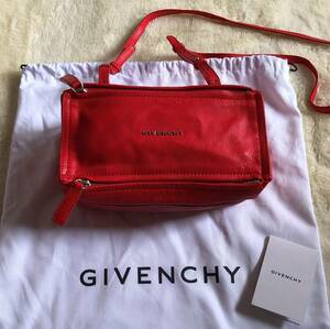 未使用★GIVENCHY パンドラ ミニ PANDORA MINI レザー ショルダーバッグ RED レッド ジバンシィ★斜め掛け クロスボディ赤 GOAT ジバンシー