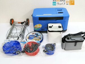 リョービ プロターゲット GRX-260、ダイワ ミニバッグ M-2B、プロックス EVA 水汲みバケツDX、台車 等 釣り用品 計7点