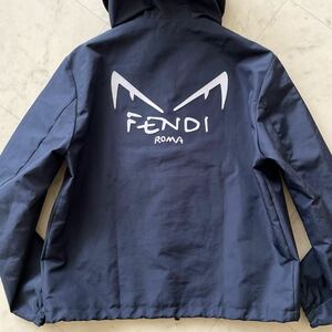 極美品/Lサイズ★ FENDI フェンディ ナイロン ジャケット マウンテン パーカー ブルゾン size48 モンスター バグズ イタリア製 ネイビー 紺