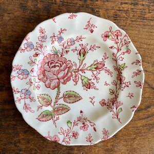 ヴィンテージ Johnson Brothers ROSE CHINTZ プレート デザートプレート 直径約15.5cm バラ ローズ ピンク イングランド製 ⑤