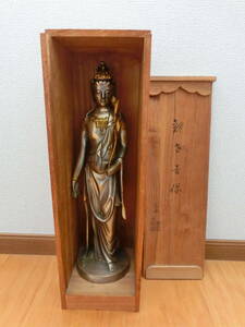 中古品 保管品 高村光雲 聖観音像 観音像 仏像 工芸品 金属工芸 オブジェ 置物 約39cm/激安1円スタート