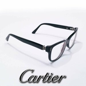 1円【美品】カルティエ 眼鏡 ハンドメイド 黒 フルリム Handmade 度入り Cartier フランス製 ap8931【一円スタート】