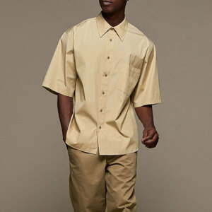 新品 L 海外限定 Calvin Klein カルバンクライン CK Oversized Solid Cotton Poplin Shirt オーバーサイズ ソリッド コットン 半袖 シャツ