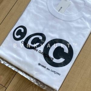 コムデギャルソン COMME des GARCONS 青山限定 青山オリジナル 3連 トリプル シンボル サークル Cロゴ Tシャツ 白 ホワイト XL 新品タグ付