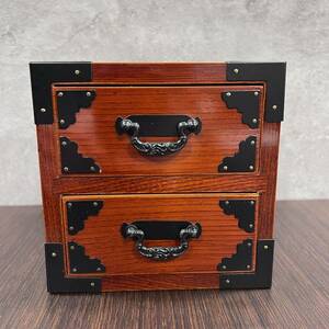 小箪笥　2段　木製　レトロ　小物入れ　薬箱　タンス　