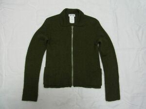 ★美品★ 90s フランス製 agnes b. アニエスベー キッドモヘア カーディガン size2 モスグリーン ★古着 レディース トップス ニット riri