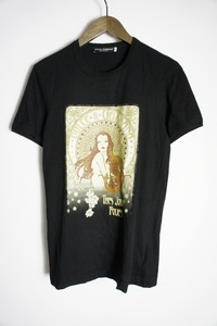 国内正規 美品DOLCE&GABBANA ドルチェ&ガッバーナ ドルガバ 半袖カットソー Tシャツ 女神 TRFS 本物 黒213O