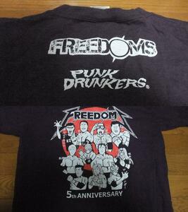 フリーダムズ 5周年記念 パンクドランカーズ punkdrunkers 葛西純 FREEDOMS プロレス デスマッチ Tシャツ XL 蛍光灯 ダークパープル