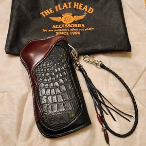 最高級！フラットヘッド クロコダイル コードバンウォレット ロープ付 長財布 ロングウォレットTHE FLAT HEAD ウエストライド R.J.B 