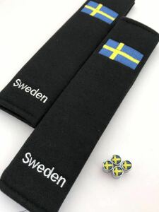 スウェーデン シートベルトカバー 肩パッド 国旗 バルブキャップ ボルボ VOLVO V70 V40 V60 V50 XC60 XC90 240 244 264 740 760 780 850