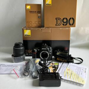 □【500円スタート】Nikon ニコン D90 AF-S DX VR 18-55mm f/3.5-5.6G デジタル一眼レフカメラ レンズキット箱付 取扱説明書付き