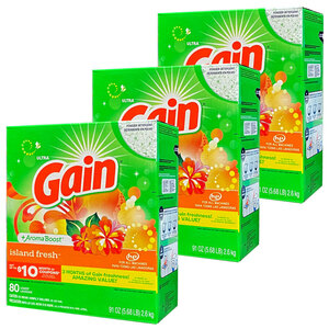 洗濯洗剤 大容量 粉末 GAIN ゲイン アイランドフレッシュ 2.6kg 91oz 約80回×3個セット P&G 洗濯用洗剤 ア