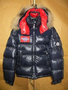 モンクレール　MONCLER WILSON 　 フォックス　ファー　ロゴ　ワッペン　ダウン　ジャケット　ネイビー 152　国内正規品