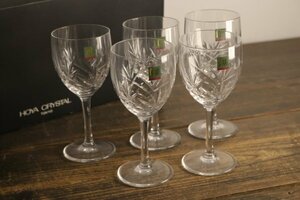 未使用 HOYA ホヤクリスタル ワイングラス 5客 カットガラス ガラス食器 ガラス クリスタルガラス MA0801