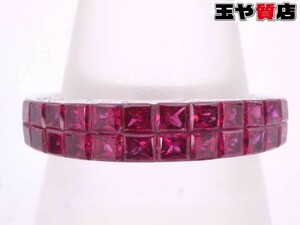 ルビー 2.00ct ダイヤ 0.13ct デザイン リング 18号 K18WG ホワイトゴールド