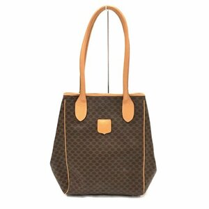 セリーヌ マカダム柄 トートバッグ ハンドバッグ ボタン イタリア製 レディース ブラウン系 茶系 CELINE QR043-89