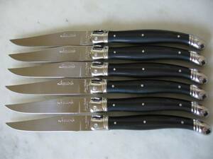 フランス製Laguioleラギオールテーブルナイフ６本黒色ライヨールJeanDubostフレンチ　イタリアン　カトラリー　ラギヨール