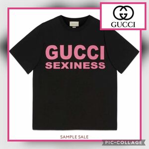 ◆新品未使用◆GUCCI SEXINESS SLOGAN T-Shirt Black XL グッチ プリント オーバーサイズ 半袖 Tシャツ ブラック 黒 トップス コットン
