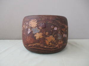 丸形火鉢 ： 木製・古民具・骨董品・木彫工芸