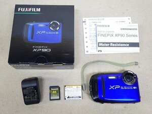 Kサま0021 FUJIFILM 防水 1640万画素 コンパクトデジタルカメラ FINEPIX XP90 バッテリー SDカード4GB付 光学機器 デジカメ コンデジ