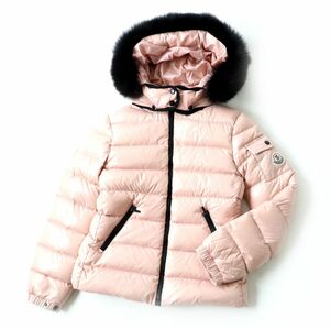 美品◎18-19AW MONCLER モンクレール BADY FUR バディファー キッズ ブルーFOX×ワッペン×フード付き ダウンジャケット ピンク 140cm