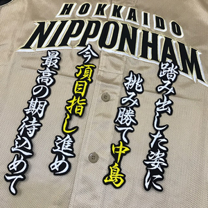 【メール便送料無料】北海道 日本ハム ファイターズ 刺繍ワッペン 中島 応援歌 黒 /中島卓也/fighters/応援/刺繍/ユニホーム