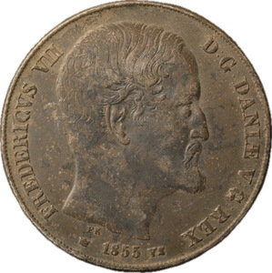 T209★ デンマーク銀貨/1855年/2リグスダーレル/直径約 38.85mm 重量約 28.7g